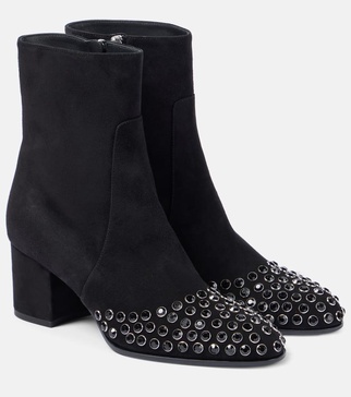 Embellished suede ankle boots