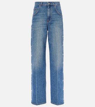 Mid-rise wide-leg jeans