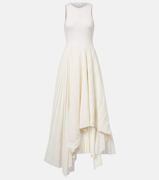 Pleated cotton midi dress