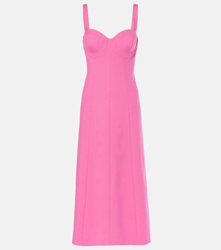 Bustier wool-blend midi dress
