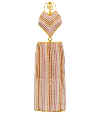 Ring halterneck crochet dress