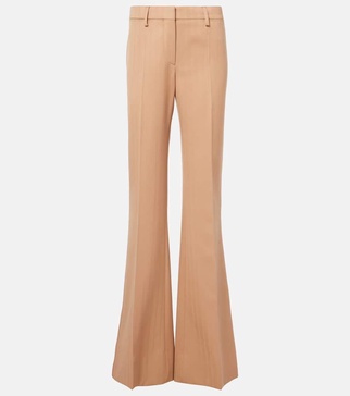 Low-rise striped wool flared pants