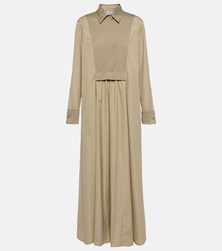 Pleated cotton maxi dress