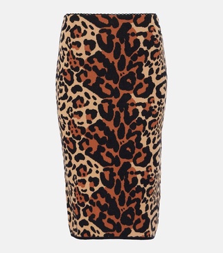 Leo leopard-print jacquard pencil skirt