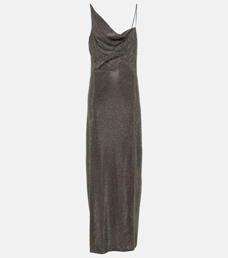 Asymmetric embellished maxi dress