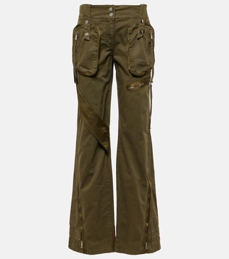 Mid-rise flared cargo jeans