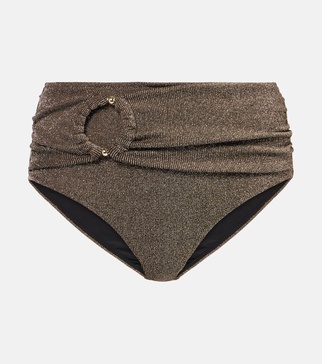 Dorit high-rise lamé bikini bottoms