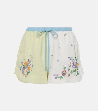 Willa embroidered linen shorts