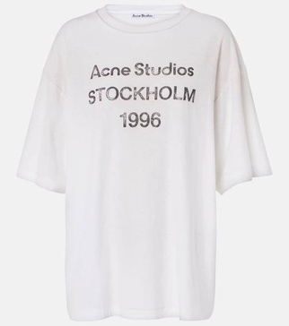Distressed logo cotton and hemp T-shirt