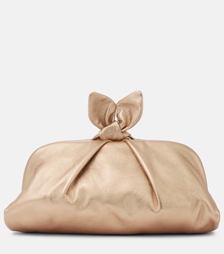 Bow Tie metallic leather clutch