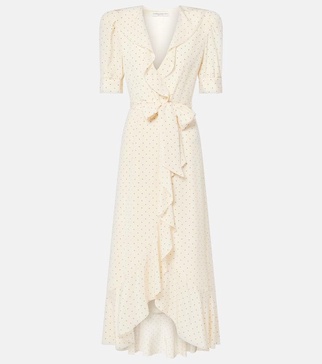 Polka dot silk wrap dress