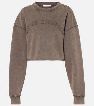 Logo cropped cotton jersey sweatshirt