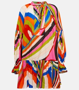 Iride-print cotton minidress