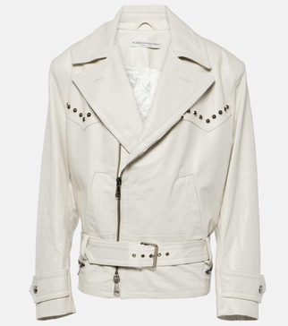 Croc-effect leather jacket