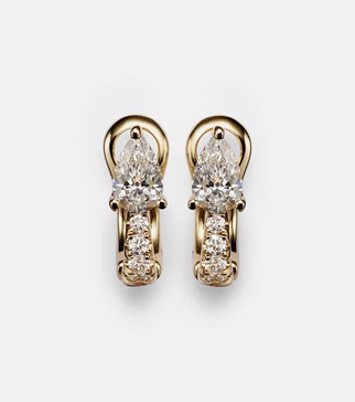 18kt gold huggies with diamonds