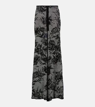 Floral mesh maxi skirt