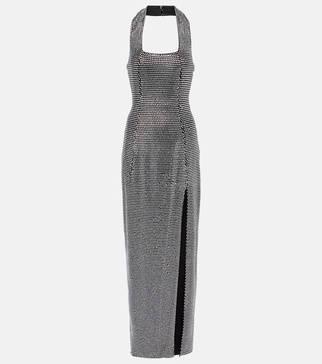Embellished halterneck gown