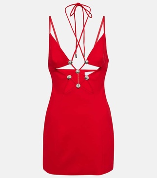 Cutout embellished jersey minidress