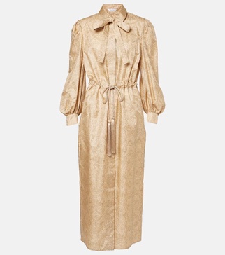 Ape belted silk twill maxi dress