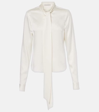 Tie-neck satin blouse