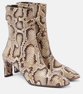 Blade snake-effect leather ankle boots