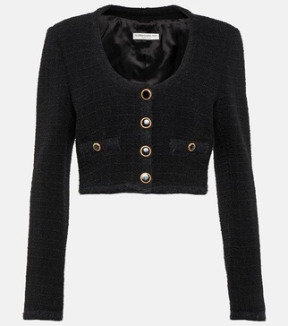 Checked cropped tweed blazer