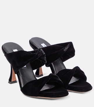Twist velvet mules