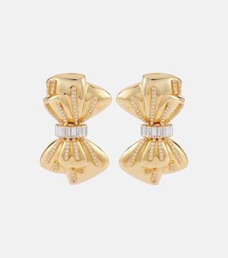 Crystal-embellished clip-on earrings