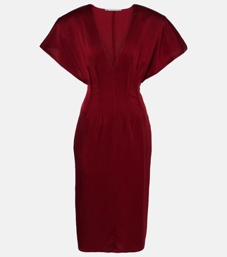 Draped satin midi dress