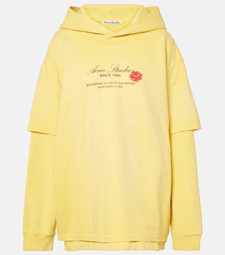 Printed cotton jersey hoodie