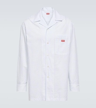 Pinstriped cotton poplin shirt