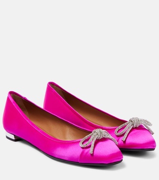 Parisina embellished satin ballet flats