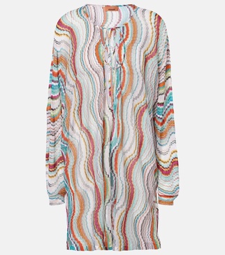 Printed lamé beach cover-up