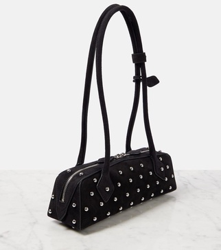 Le Teckel Small studded suede shoulder bag