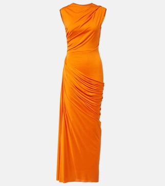 Draped silk jersey maxi dress