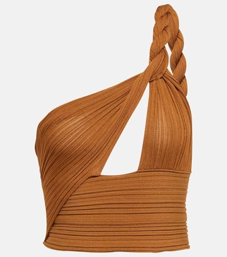 Twisted one-shoulder cutout top