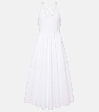 Open-back cotton poplin midi dress