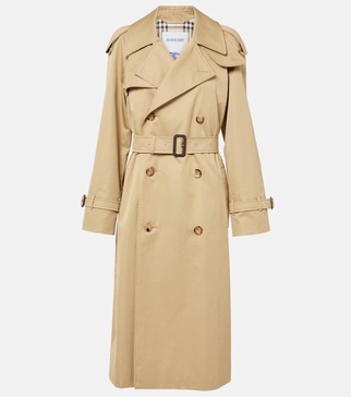 Belted cotton gabardine trench coat