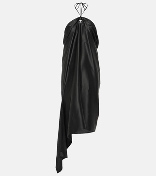 Halterneck silk-blend midi dress