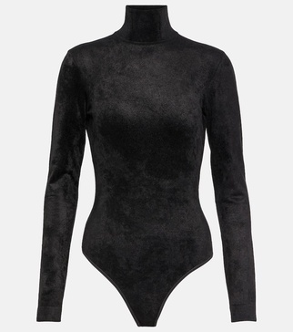 Turtleneck velvet bodysuit