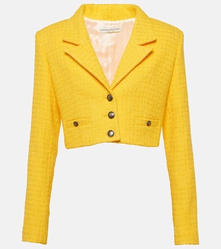 Cropped bouclé tweed blazer