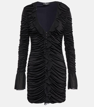 Deep V-neck ruched minidress