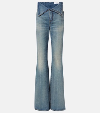 Faded high-rise bootcut jeans