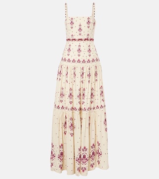 Lima Relato embroidered linen maxi dress