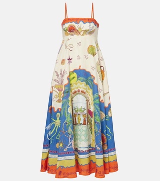 Surrealist linen maxi dress