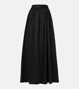 Gathered cotton maxi skirt
