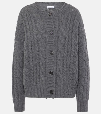 Cable-knit wool and cashmere cardigan
