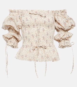 Floral off-shoulder cotton top