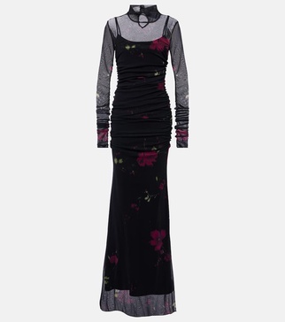 Printed tulle gown