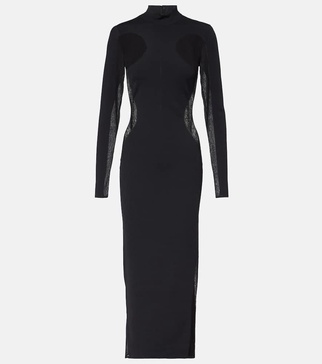 Miracle mesh-paneled knitted maxi dress 